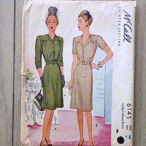 Vintage 1945 McCall 6145 Dress Pattern Size 40